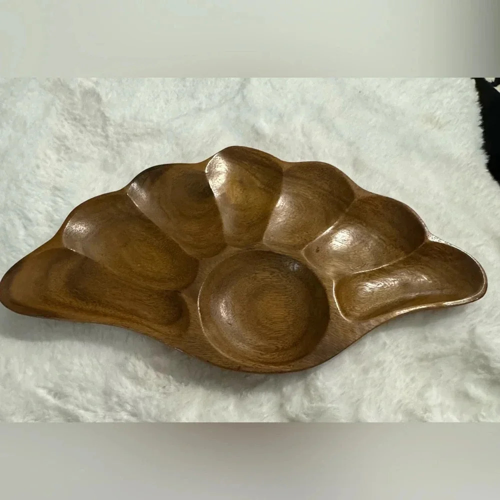 Vintage Monkey Pod Tree Hawaiian Wooden Serving Tray Platter Honolulu Unique MCM